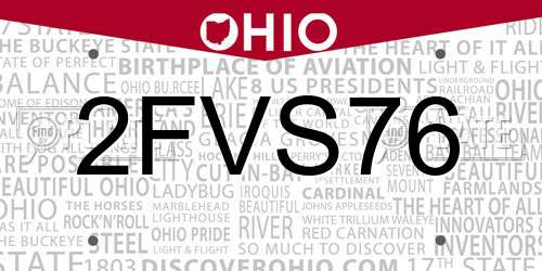 2FVS76 Ohio License Plate