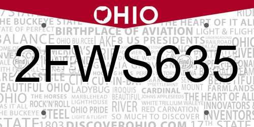 2FWS635 Ohio License Plate