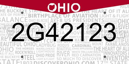2G42123 Ohio License Plate