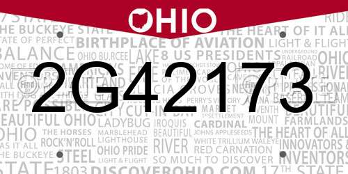 2G42173 Ohio License Plate