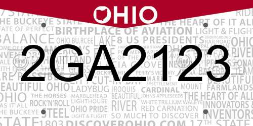 2GA2123 Ohio License Plate