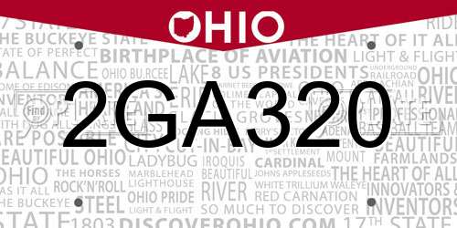 2GA320 Ohio License Plate