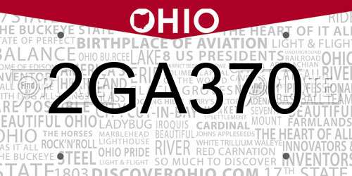 2GA370 Ohio License Plate