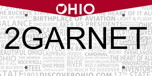 2GARNET Ohio License Plate