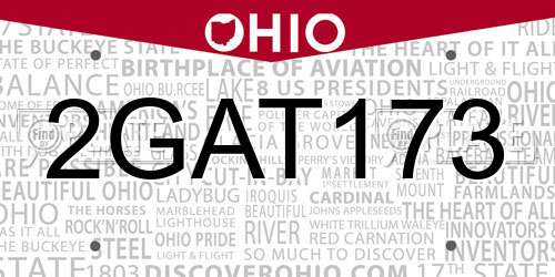 2GAT173 Ohio License Plate