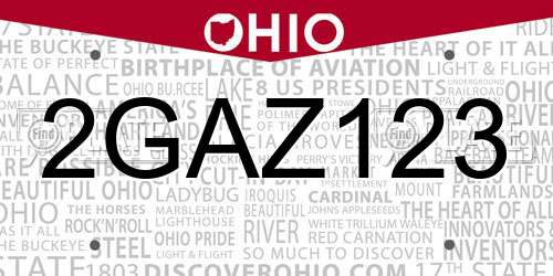 2GAZ123 Ohio License Plate