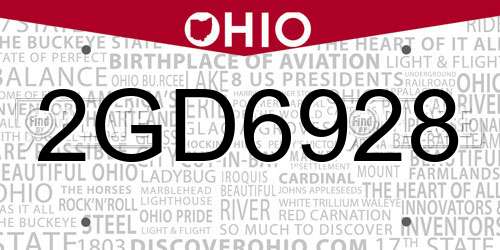 2GD6928 Ohio License Plate