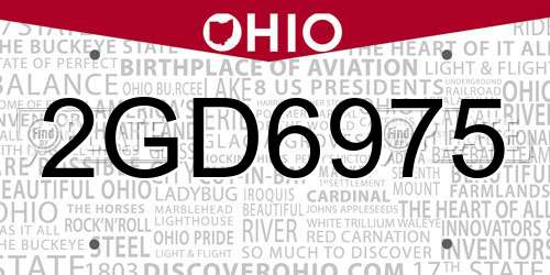 2GD6975 Ohio License Plate