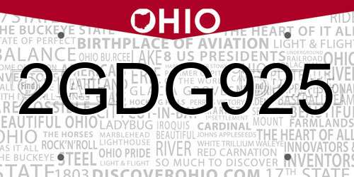 2GDG925 Ohio License Plate