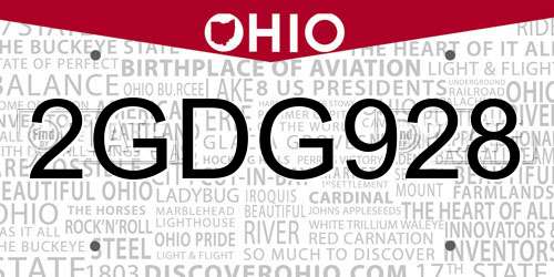 2GDG928 Ohio License Plate