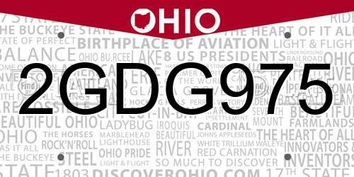 2GDG975 Ohio License Plate