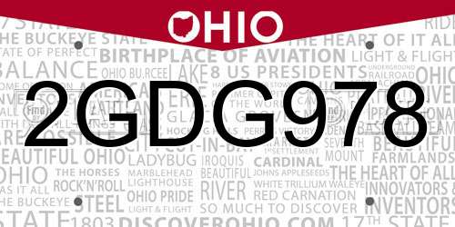 2GDG978 Ohio License Plate