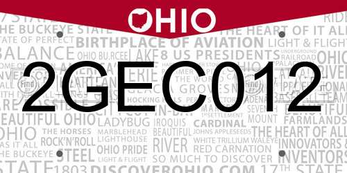 2GEC012 Ohio License Plate