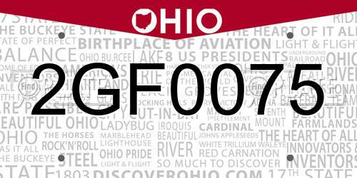 2GF0075 Ohio License Plate