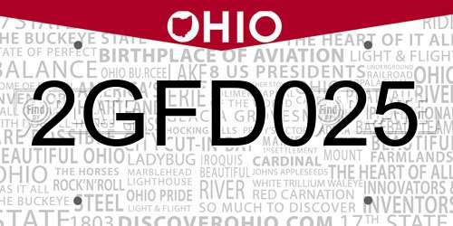 2GFD025 Ohio License Plate