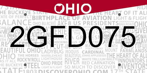 2GFD075 Ohio License Plate
