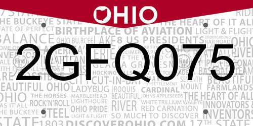 2GFQ075 Ohio License Plate
