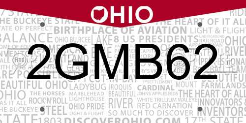 2GMB62 Ohio License Plate