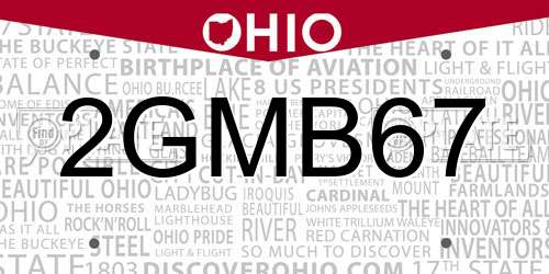 2GMB67 Ohio License Plate