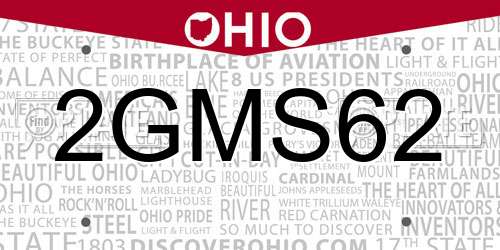 2GMS62 Ohio License Plate