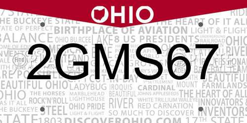 2GMS67 Ohio License Plate