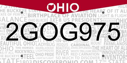 2GOG975 Ohio License Plate