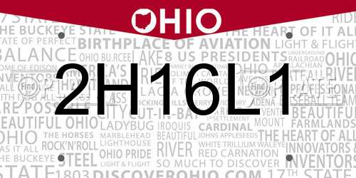 2H16L1 Ohio License Plate