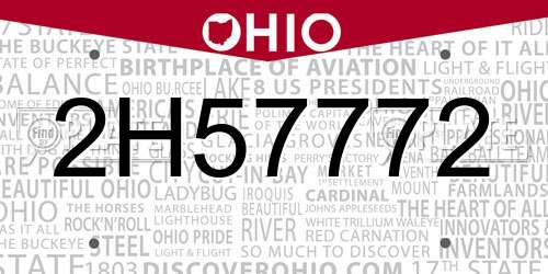 2H57772 Ohio License Plate