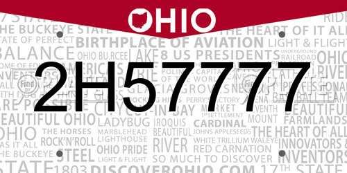 2H57777 Ohio License Plate