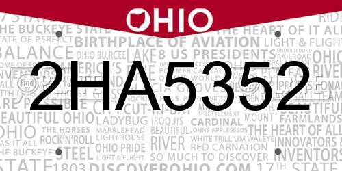2HA5352 Ohio License Plate