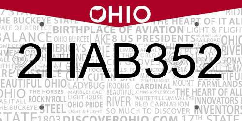 2HAB352 Ohio License Plate