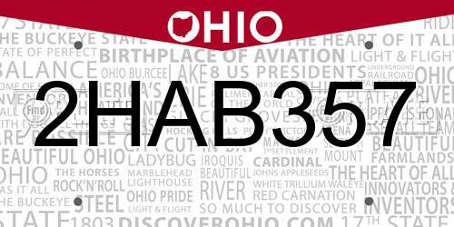 2HAB357 Ohio License Plate