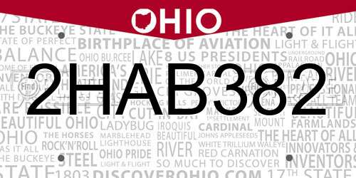 2HAB382 Ohio License Plate
