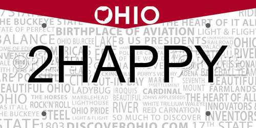 2HAPPY Ohio License Plate