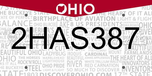 2HAS387 Ohio License Plate