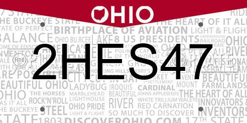 2HES47 Ohio License Plate