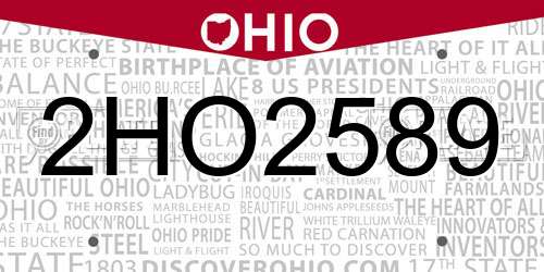 2HO2589 Ohio License Plate