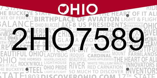 2HO7589 Ohio License Plate