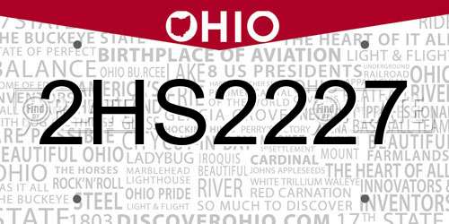 2HS2227 Ohio License Plate