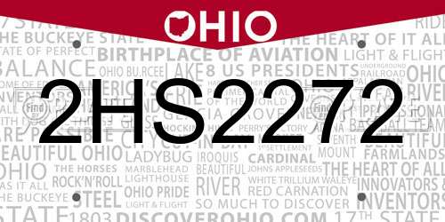 2HS2272 Ohio License Plate