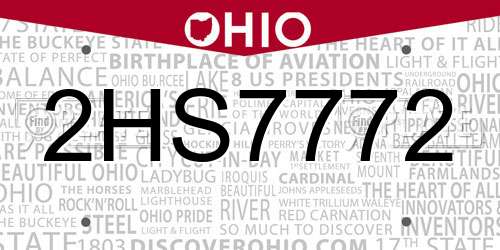 2HS7772 Ohio License Plate