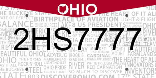 2HS7777 Ohio License Plate