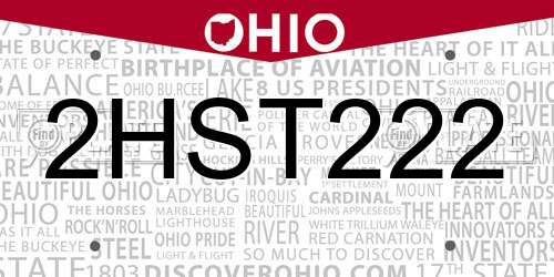 2HST222 Ohio License Plate