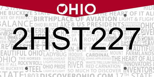 2HST227 Ohio License Plate