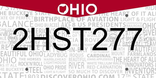 2HST277 Ohio License Plate