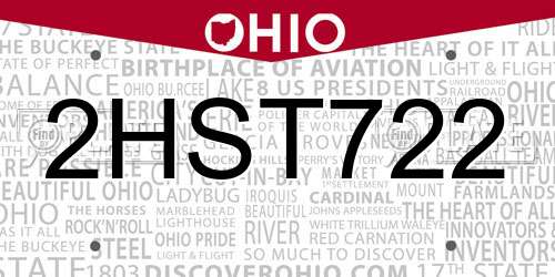 2HST722 Ohio License Plate