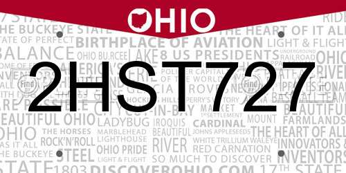 2HST727 Ohio License Plate