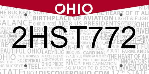 2HST772 Ohio License Plate