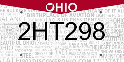 2HT298 Ohio License Plate