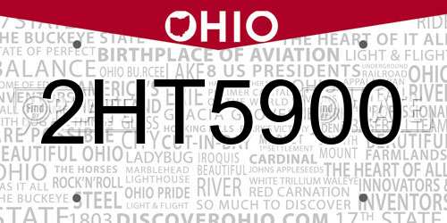 2HT5900 Ohio License Plate